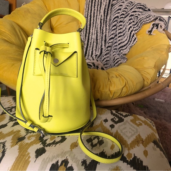 Marc By Marc Jacobs Handbags - Marc by Marc Jacobs Metropoli Saffiano Leather Bucket Bag| Zest Neon Yellow